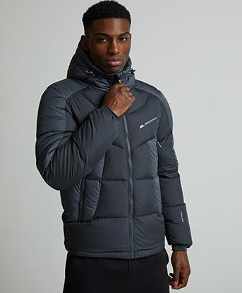 Monterrain Explorer Down Insulated Puffer Jacket in Asphalt / Iron Gate / Shadow Lime