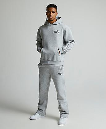 Faded Store Liquid Puff Open Hem Jogger in Grey Marl
