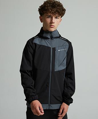 Monterrain Junior Deflect 2.0 Woven Running Jacket in Jet Black / Iron Gate