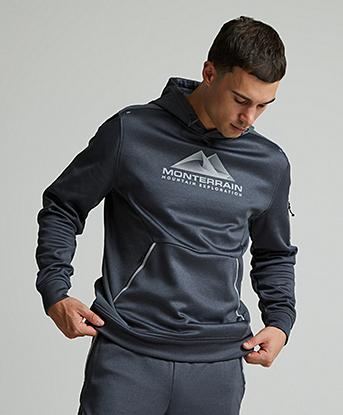 Monterrain Speed 2.0 Poly Fleece Overhead Hoodie in Iron Gate Melange