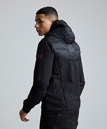 Zavetti Canada Arosio Hybrid Full Zip Hoodie in Jet Black
