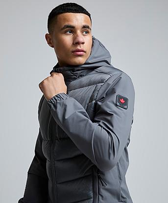 Zavetti Canada Arosio Hybrid Full Zip Hoodie in Lava Smoke