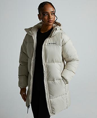 Columbia Womens Puffect II Hooded Mid Puffer Jacket in Dark Stone