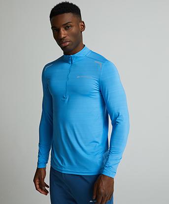 Monterrain Lyder 3.0 Space Dye Quarter Zip T-Shirt in Azure Blue