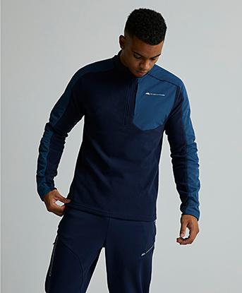 Monterrain Vital Micro Fleece Quarter Zip in Black Iris / Ensign Blue