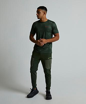 Monterrain Crosshatch T-Shirt in Kombu Green / Beetle