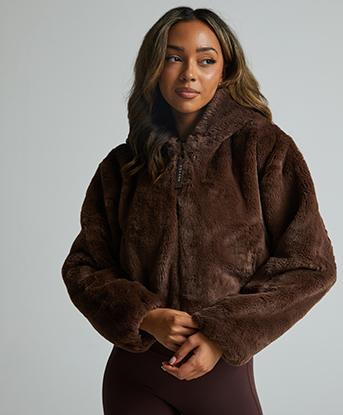 Forena Womens Mellina Faux Fur Coat in Mocha