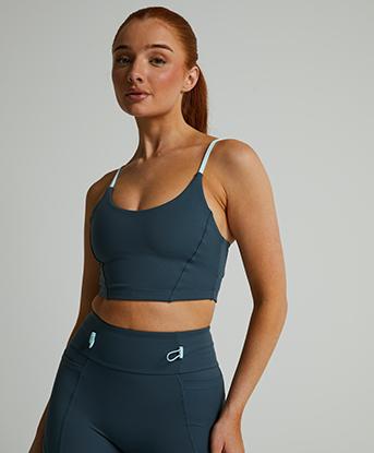 Monterrain Womens Prosper Strappy Crop Top in Dark Slate / Spun Sugar