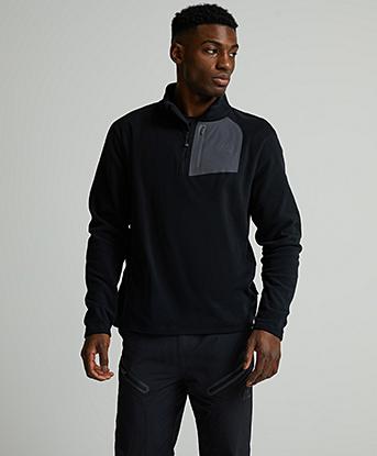 Montirex Ascent Polar Fleece Quarter Zip Top in Black / Asphalt