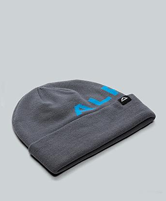 Alpyrex Exo Cuff Script Beanie in Turbulence / Ibiza Blue