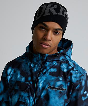 Dripmade Lucid No Cuff Beanie in Jet Black / Iron Gate
