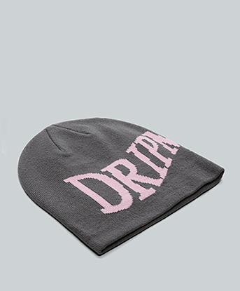 Dripmade Lucid No Cuff Beanie in Iron Gate / Orchid Pink