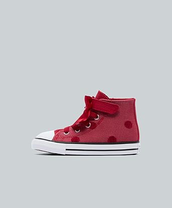 Converse Nursery Chuck Taylor All Star Bow Easy On Trainer in Red Polka Dot Bow