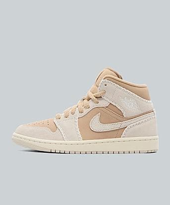 Jordan Womens Air Jordan 1 Mid Trainer in Hemp / Light Orewood /  Sail