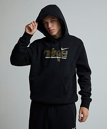Nike Swoosh Sport HBR Overhead Hoodie in Black / Gold