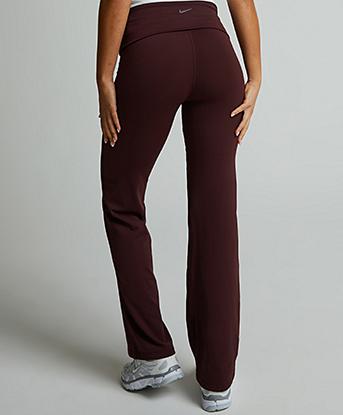 Nike Womens One Foldover Pant in Burgundy Crush