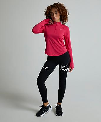 Nike Womens Tempo Dri-FIT Half Zip Top in Rush Pink / Reflective