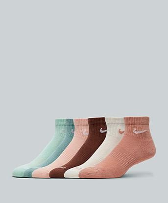 Nike 6 Pack Everyday Cushioned Ankle Sock in Mint Foam / Cannon / Washed Coral / Rose Gold