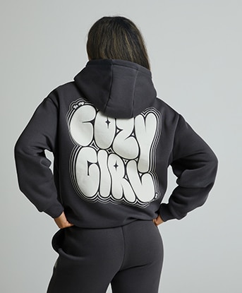 Forena  Womens Cozy Girl Overhead Hoodie in Asphalt
