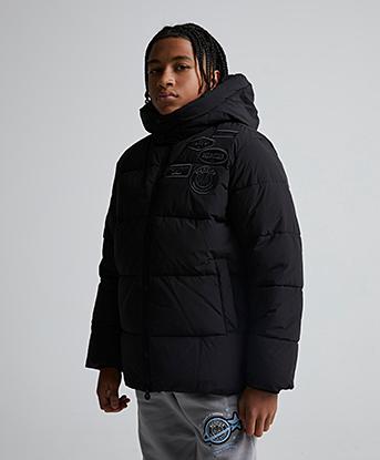 Mercier Junior Mono Badge Puffer Jacket in Black / Black