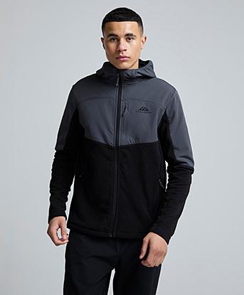 Trailberg Compass Micro Fleece Hoodie in Black / Asphalt