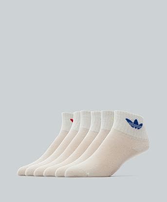 adidas Originals Childrens 6 Pack Ankle Sock in Cloud White / Multi Coloured