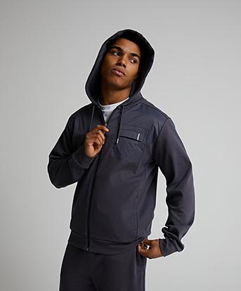 Celebre Full Zip Contrast Pocket Hoodie in Periscope