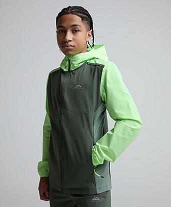 Trailberg Junior Triathlon 2.0 Hood in Dark Fern / Tidal Green / Neon Lime
