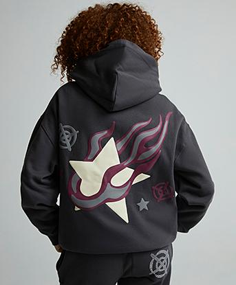 Lorenzo Womens Shoot For The Stars Hoodie in Volcano Grey