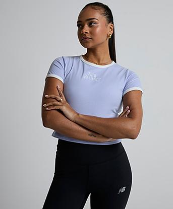New Balance Womens Trackside Ringer T-Shirt in Daybreak