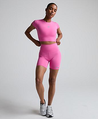 New Balance Womens Harmony Fitted T-Shirt in Pink Satin