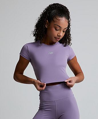 New Balance Womens Harmony Fitted T-Shirt in Candied Violet