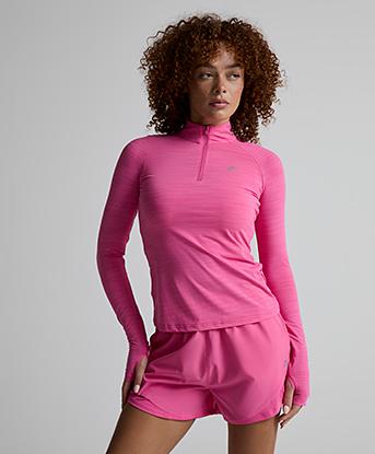 Montirex Womens Fly 2.0 Quarter Zip Top in Peony Pink