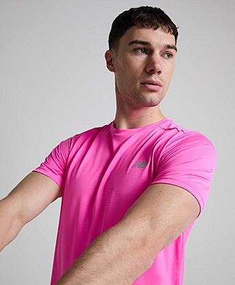 New Balance Run T-Shirt in Pink Heat