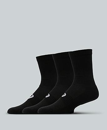 Asics 3 Pack Crew Sock in Black