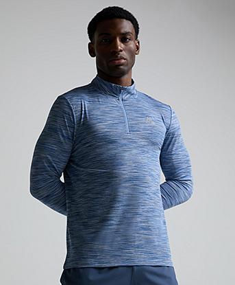 Montirex Trail Quarter Zip Top in Cadet Grey / Greyed Indigo / Multi
