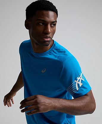Asics Icon Short Sleeve T-Shirt in Aegean Blue / Cream