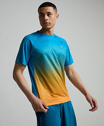 Asics Ibuki Short Sleeve T-Shirt in Argean Blue / Yamabuki