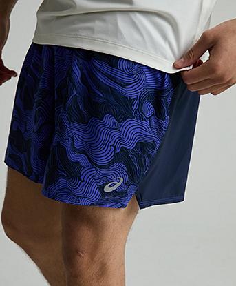 Asics Fujitrail All Over Print 5 Inch Short in Midnight / Cobalt