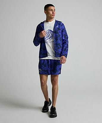 Asics Fujitrail Packable Jacket in Midnight / Cobalt