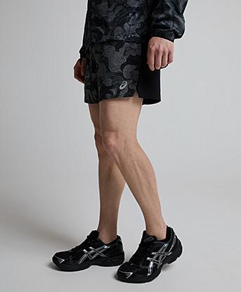 Asics Fujitrail All Over Print 5 Inch Short in Performance Black