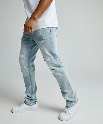 Alessandro Zavetti Trentoni Loose Stacked Denim Jean in Vintage Stonewash
