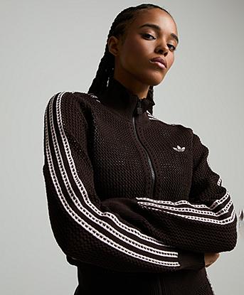 adidas Originals Womens Crochet Track Top in Aurora Coffee
