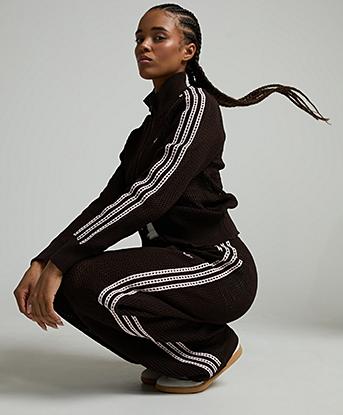 adidas Originals Womens Crochet Track Pant in Aurora Coffee