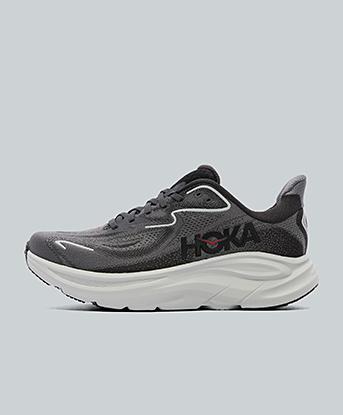 Hoka Clifton 10 Trainer in Carbon Black / Satellite Grey