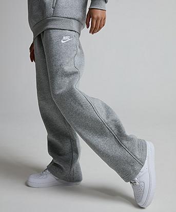 Nike Junior Club Fleece Open Hem Jogger in Dark Grey Heather / White
