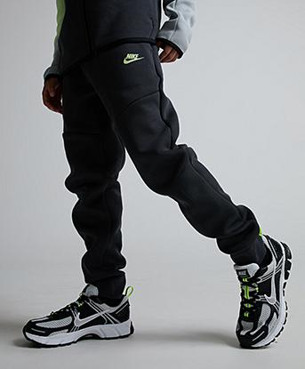 Nike Junior Tech Fleece Jogger in Anthracite / Black / Liquid Lime