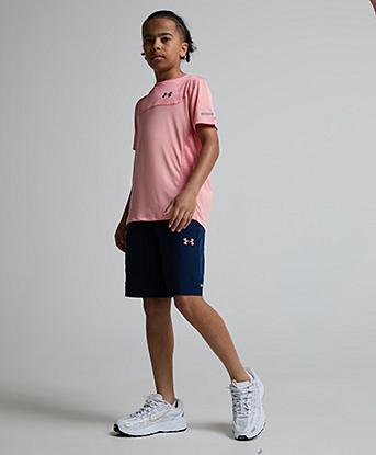 Under Armour Junior UA Tech Utility Woven Short in Academy / Posh Pink