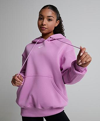 Nike Womens Sportswear Phoenix Fleece Oversize Hoodie in Light Magenta / Sail