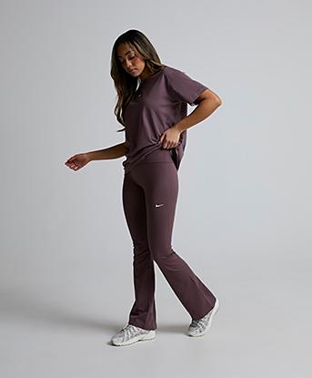 Nike Womens One Dri-FIT High Waisted Flare Legging in Tattoo / White